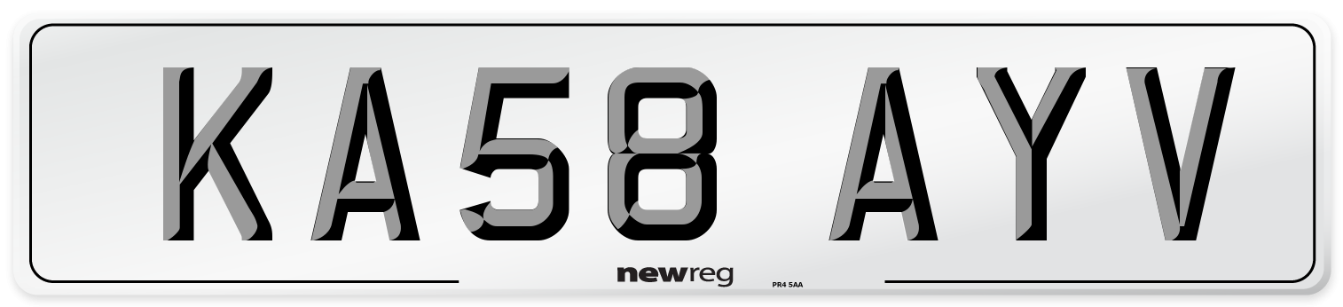 KA58 AYV Number Plate from New Reg